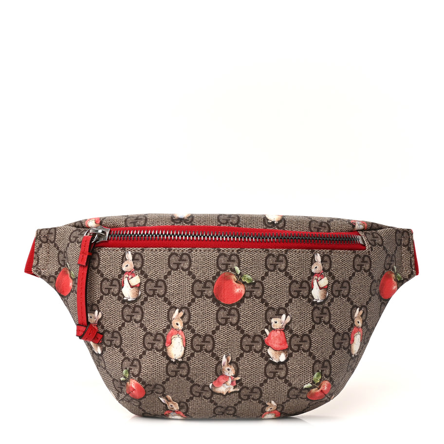 Gucci X PETER RABBIT GG Supreme Monogram Rabbit Print Childrens Belt Bag Beige Ebony Red Image 1