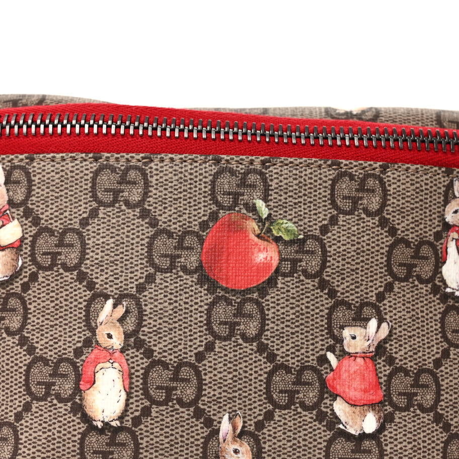 Gucci X PETER RABBIT GG Supreme Monogram Rabbit Print Childrens Belt Bag Beige Ebony Red Image 3