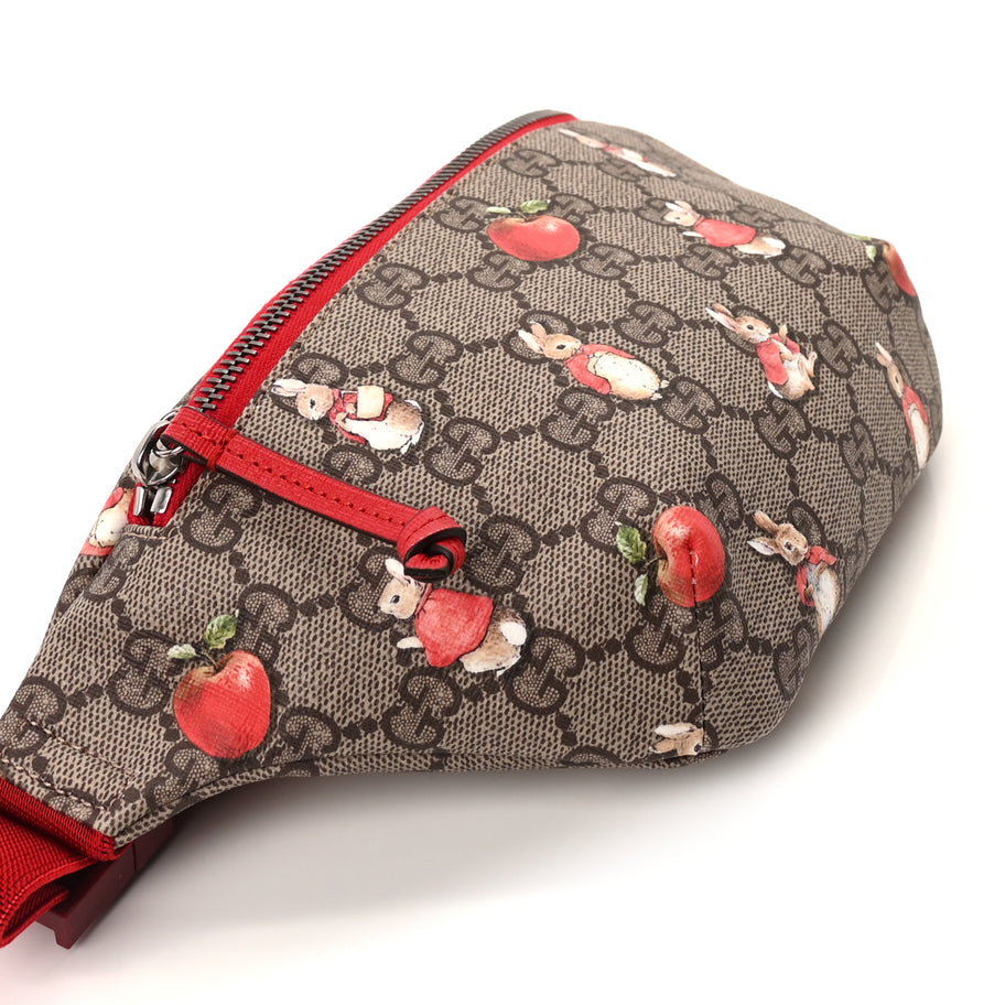 Gucci X PETER RABBIT GG Supreme Monogram Rabbit Print Childrens Belt Bag Beige Ebony Red Image 5