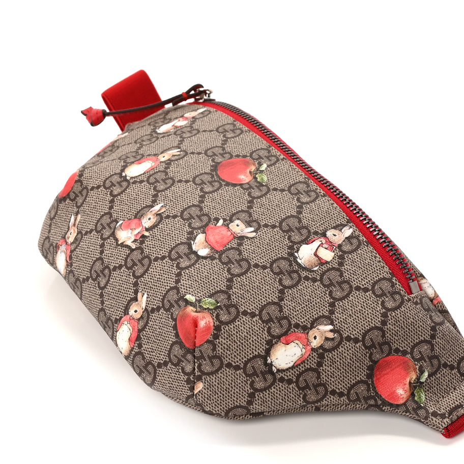 Gucci X PETER RABBIT GG Supreme Monogram Rabbit Print Childrens Belt Bag Beige Ebony Red Image 6