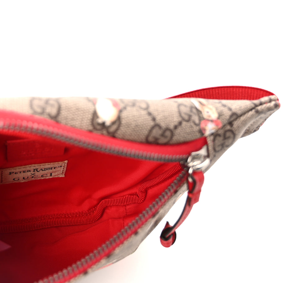 Gucci X PETER RABBIT GG Supreme Monogram Rabbit Print Childrens Belt Bag Beige Ebony Red Image 7