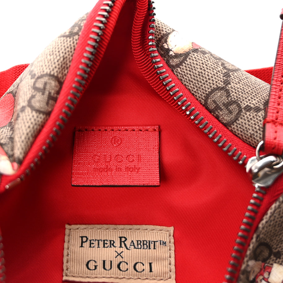 Gucci X PETER RABBIT GG Supreme Monogram Rabbit Print Childrens Belt Bag Beige Ebony Red Image 8