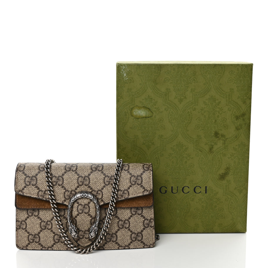 Gucci GG Supreme Monogram Super Mini Dionysus Shoulder Bag Taupe Image 11