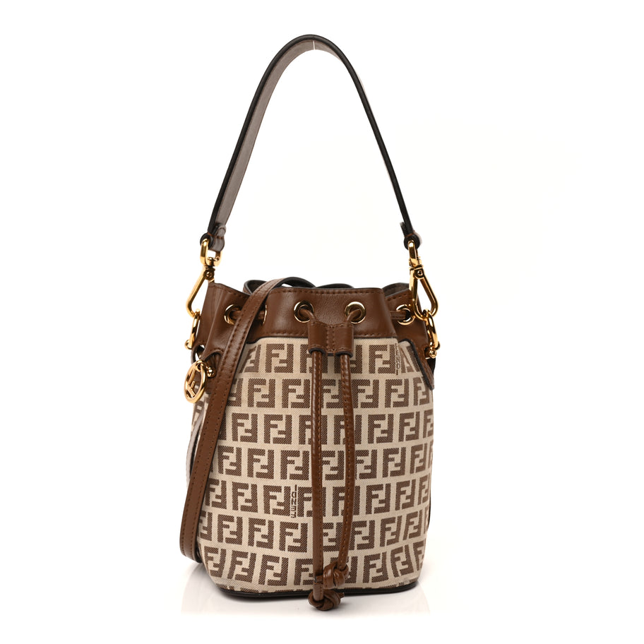 Fendi FENDI Zucchino Mini Mon Tresor Bucket Bag Beige Brown Image 1
