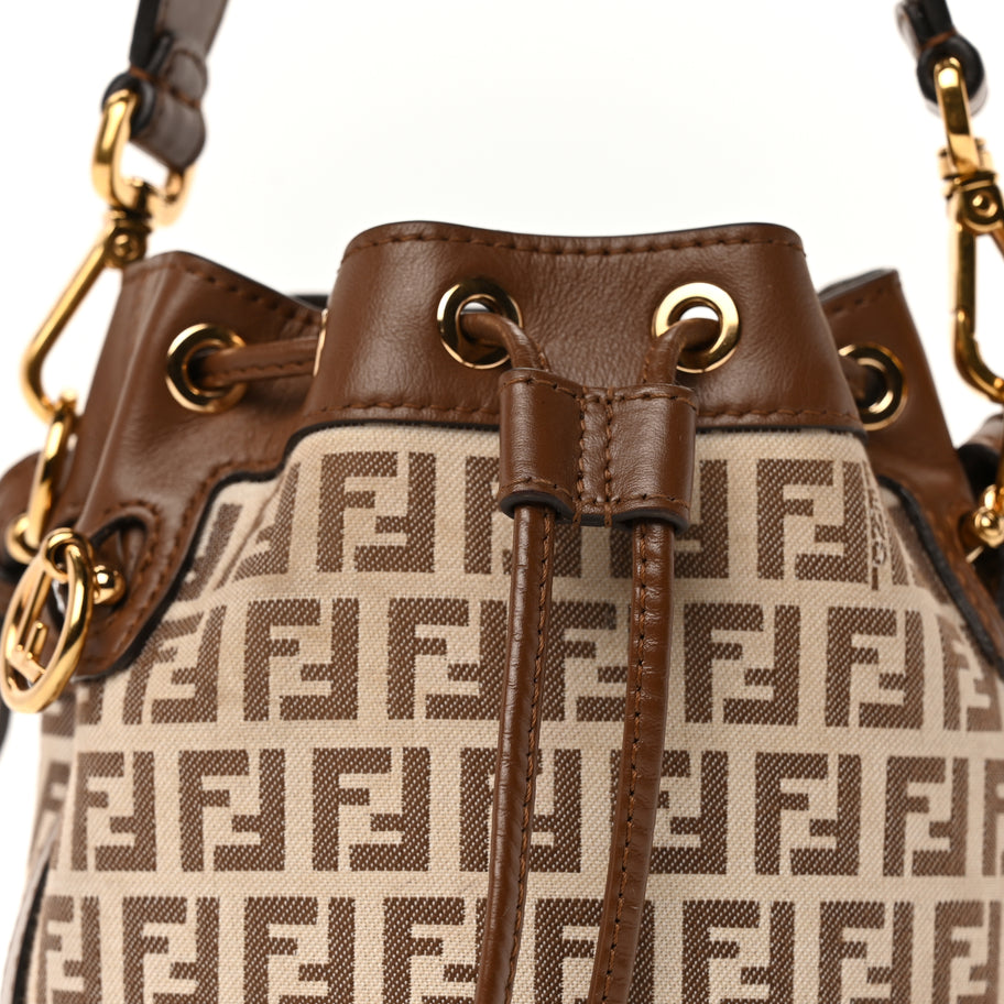 Fendi FENDI Zucchino Mini Mon Tresor Bucket Bag Beige Brown Image 3