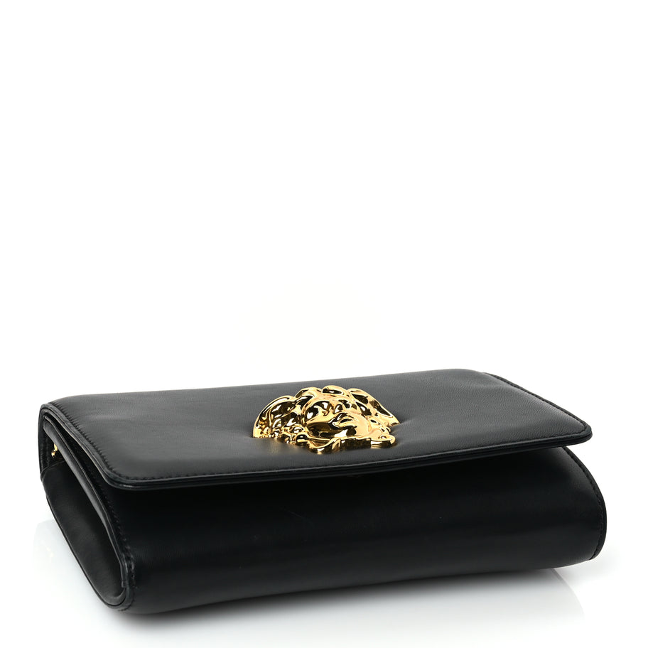 Versace Vitello Palazzo Medusa Evening Clutch Black Image 3