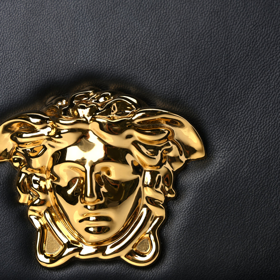 Versace Vitello Palazzo Medusa Evening Clutch Black Image 6