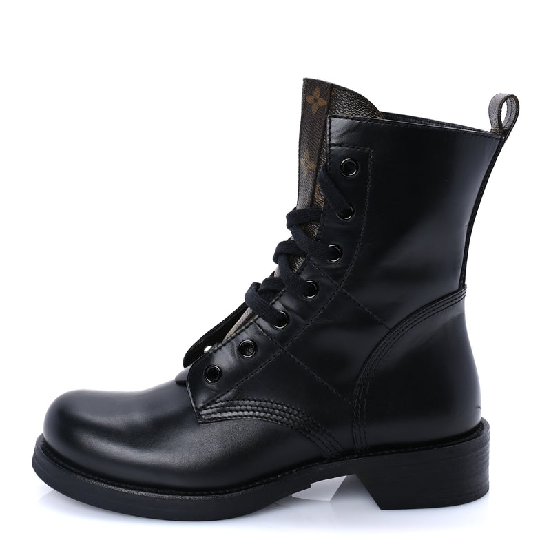  Louis Vuitton Calfskin Monogram Metropolis Flat Ranger Boots 40.5 Black
