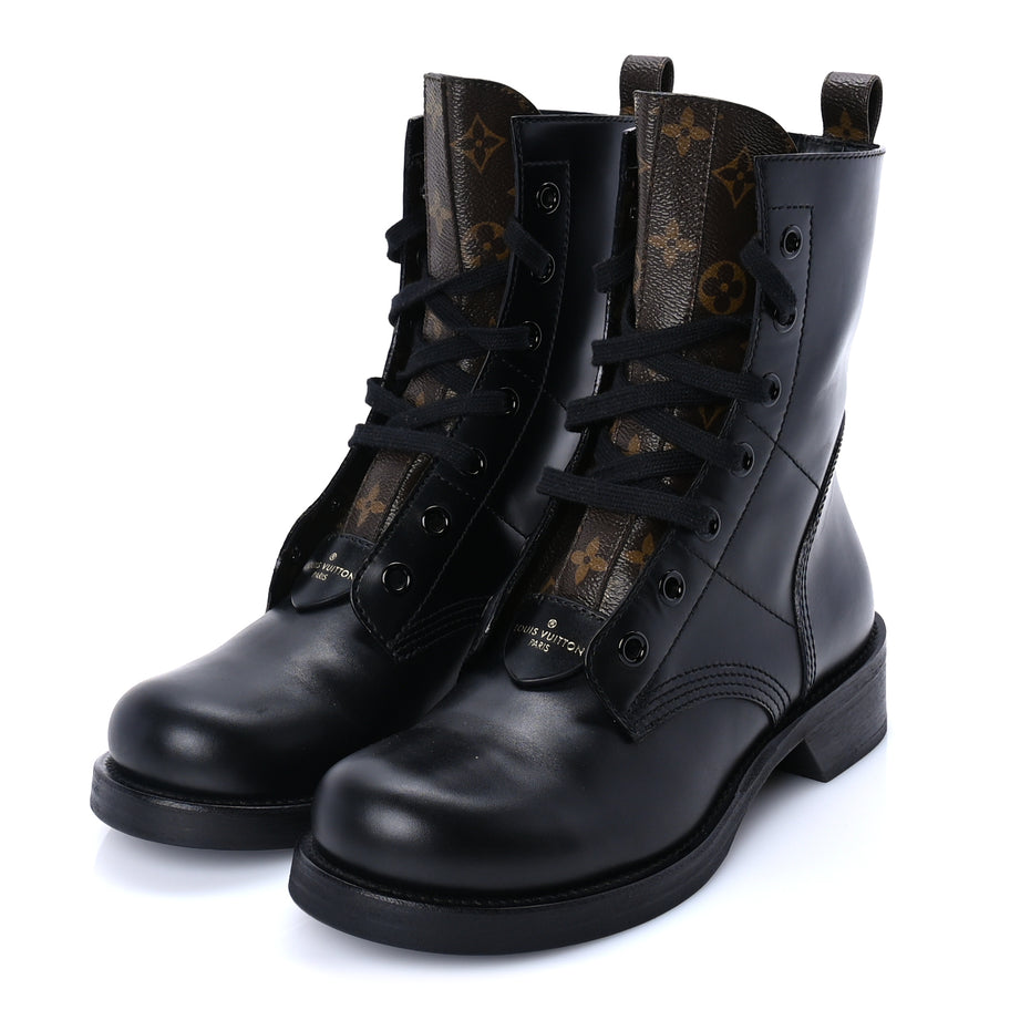Louis Vuitton Calfskin Monogram Metropolis Flat Ranger Boots 40.5 Black Image 2