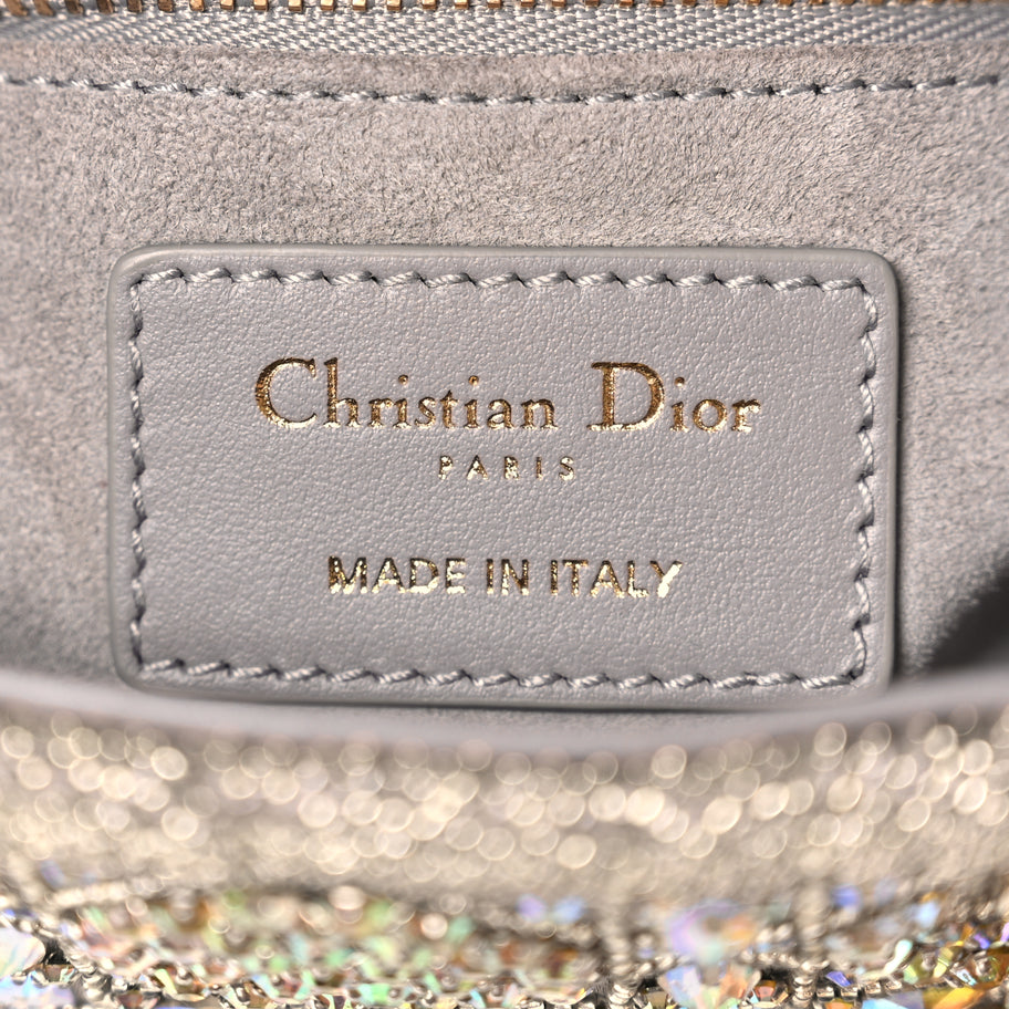 Christian Dior Calfskin Satin Celestial Bead Embroidery Cannage Mini Lady Dior Grey Image 5