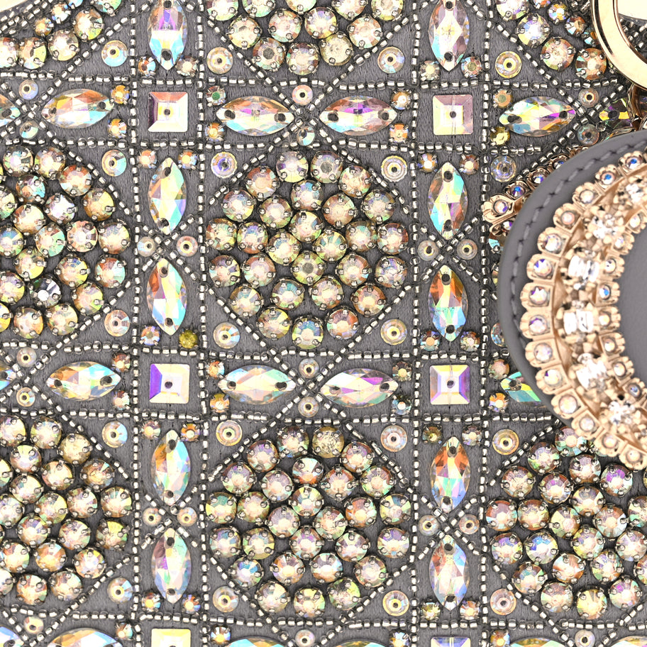 Christian Dior Calfskin Satin Celestial Bead Embroidery Cannage Mini Lady Dior Grey Image 6