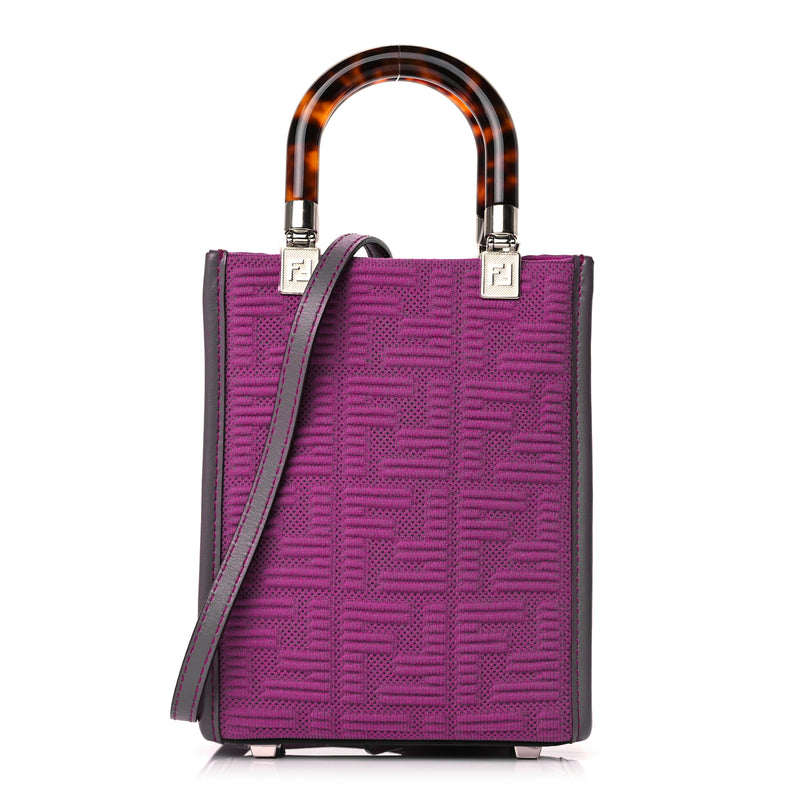  Fendi Technical Fabric Vitello Ceylon Plexiglass FF Mini Fendi Sunshine Shopper Tote Pink Bouganville