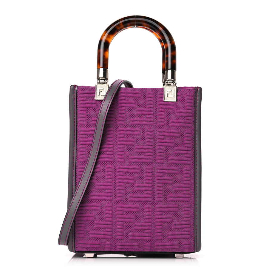 Fendi Technical Fabric Vitello Ceylon Plexiglass FF Mini Fendi Sunshine Shopper Tote Pink Bouganville Image 1