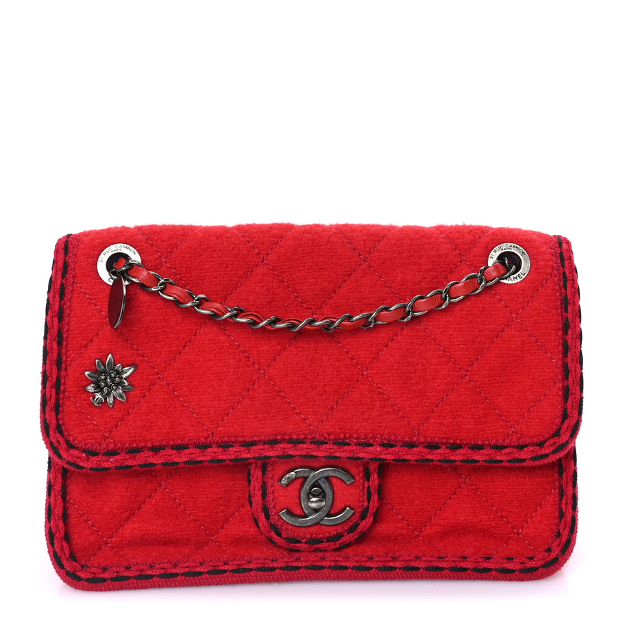 Chanel Wool Quilted Jumbo Edelweiss Single Flap Red Image 1