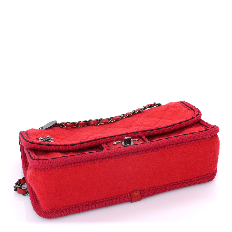 Chanel Wool Quilted Jumbo Edelweiss Single Flap Red Image 3