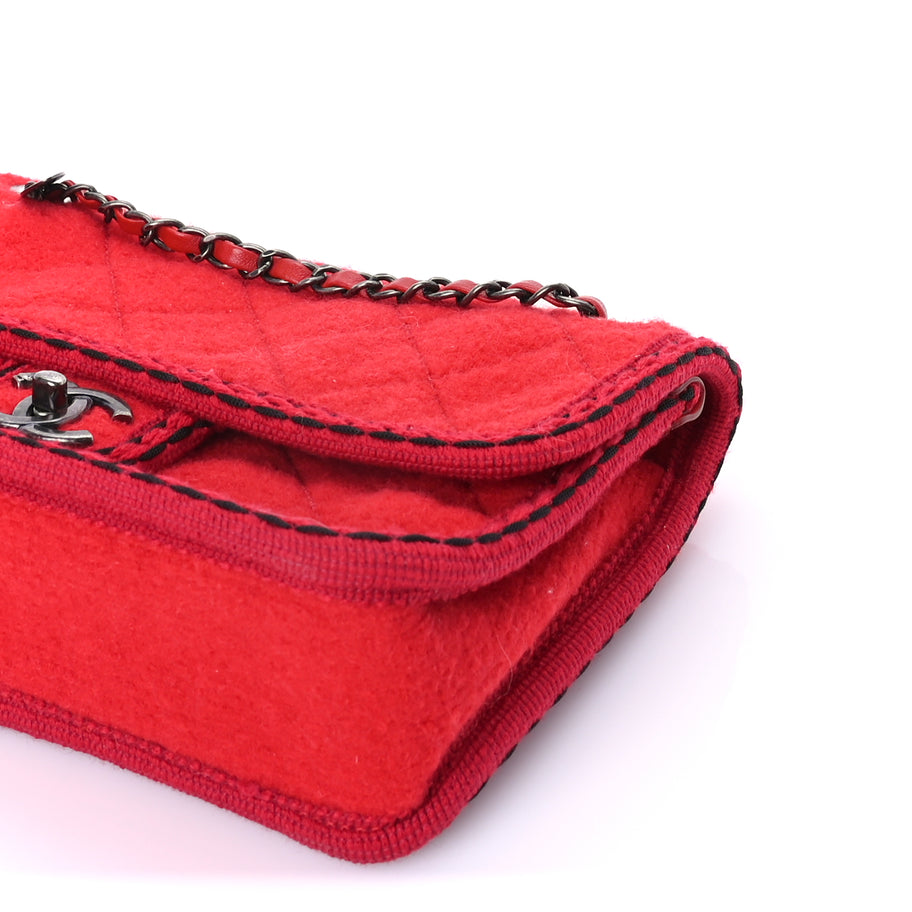 Chanel Wool Quilted Jumbo Edelweiss Single Flap Red Image 6
