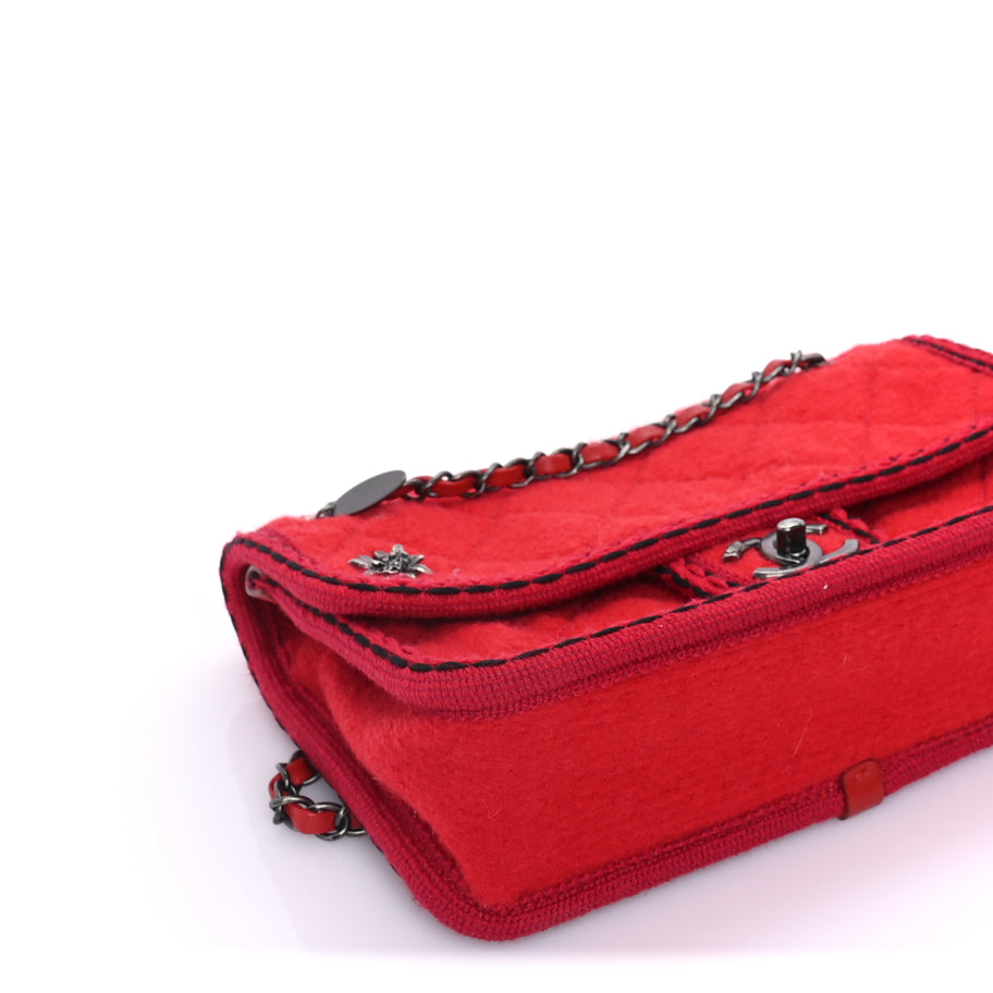Chanel Wool Quilted Jumbo Edelweiss Single Flap Red Image 8