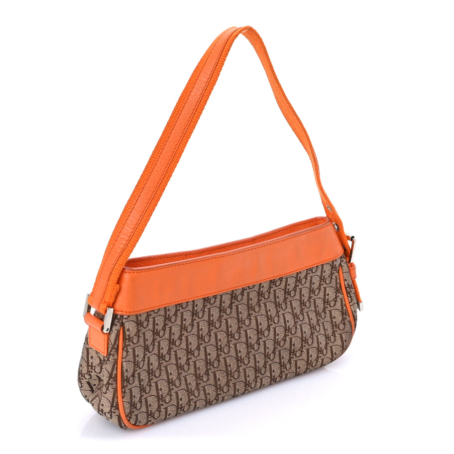 Christian Dior Monogram Shoulder Bag Orange Beige Image 2