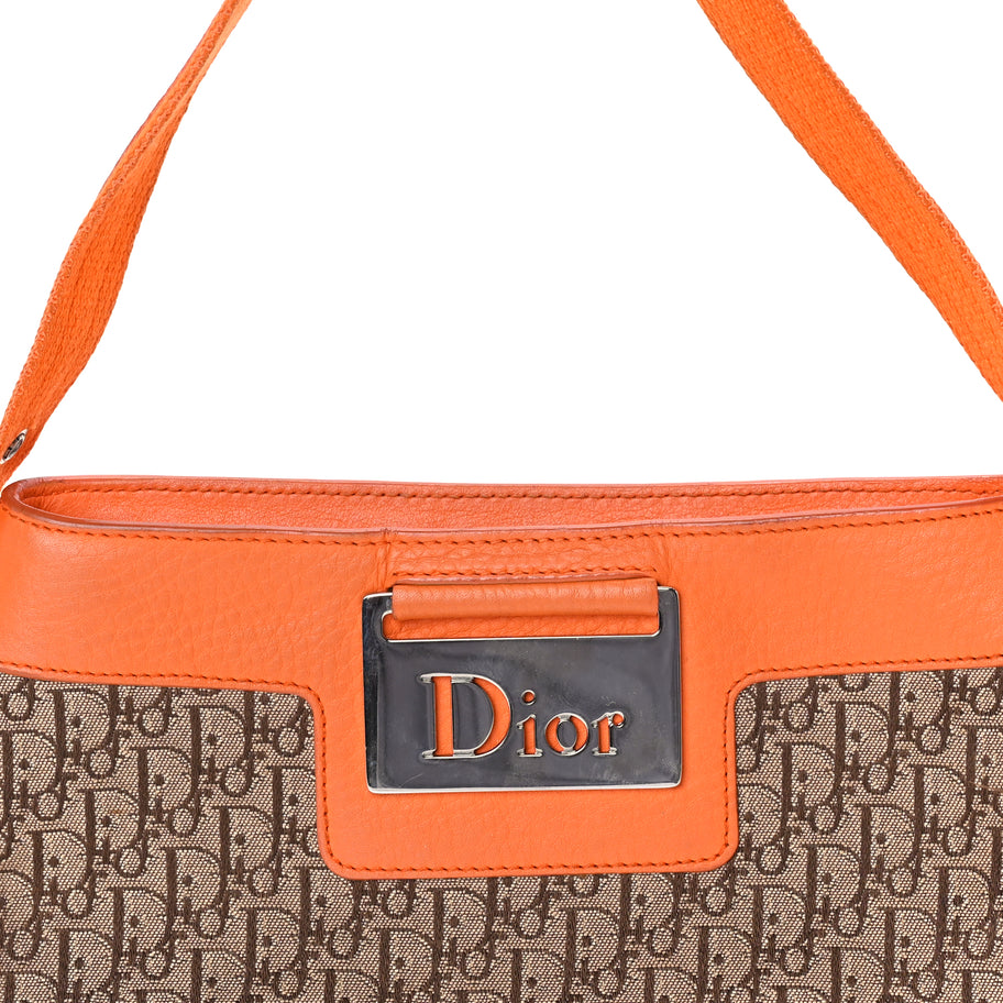 Christian Dior Monogram Shoulder Bag Orange Beige Image 6