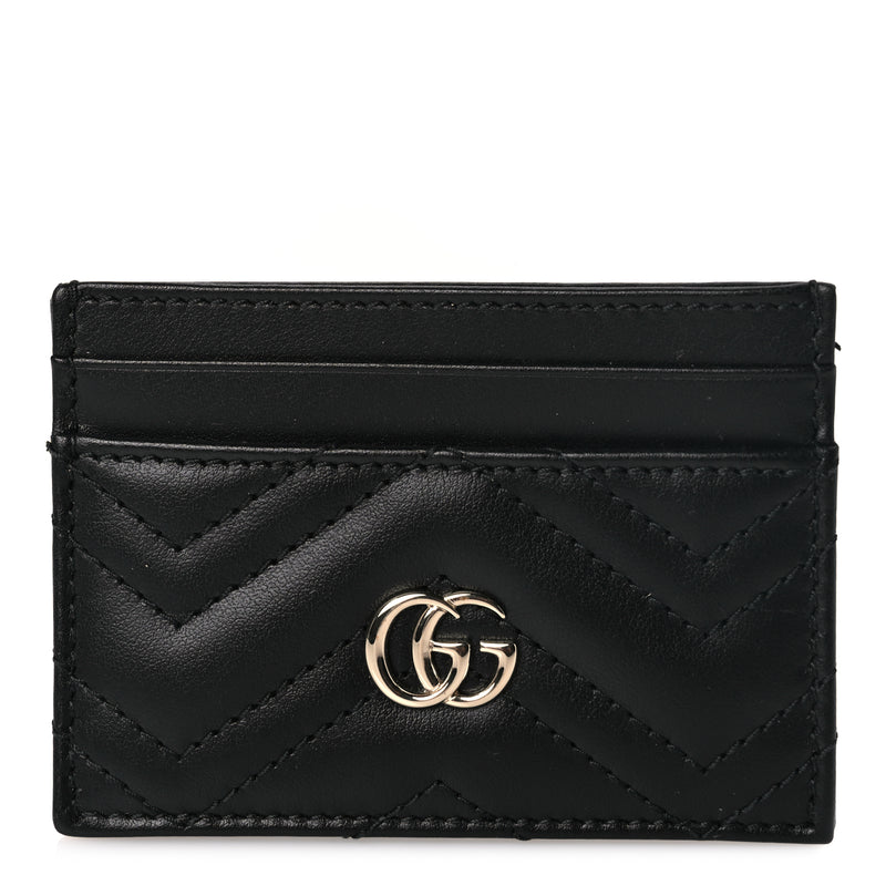  Gucci Calfskin Matelasse GG Marmont Card Holder Black