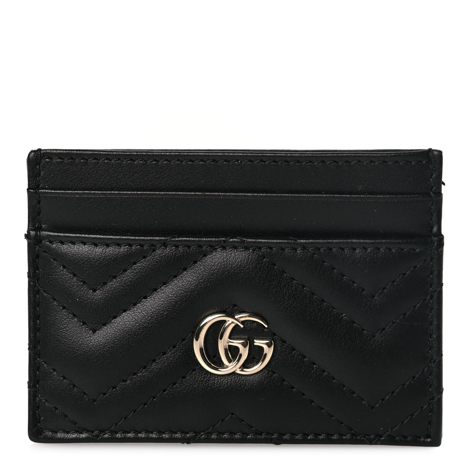 Gucci Calfskin Matelasse GG Marmont Card Holder Black Image 1