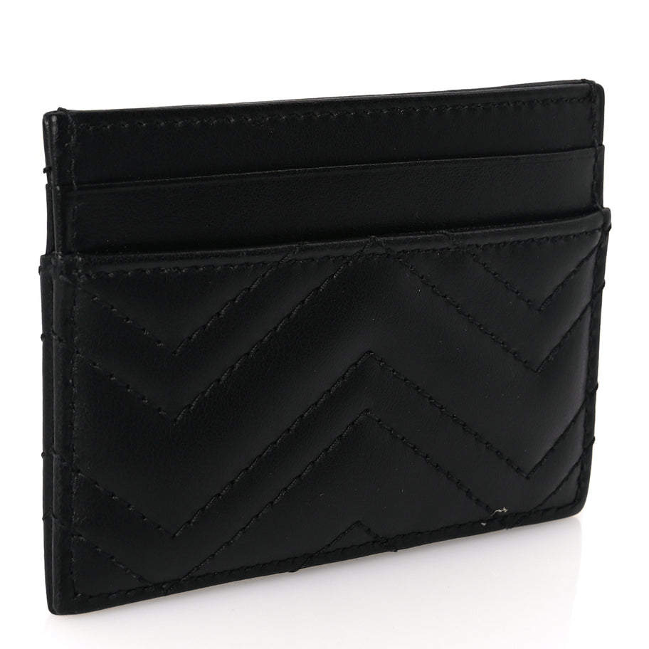Gucci Calfskin Matelasse GG Marmont Card Holder Black Image 3
