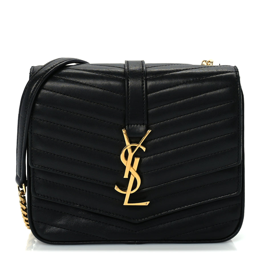 Saint Laurent Lambskin Matelasse Chevron Monogram Small Sulpice Bag Black Image 1