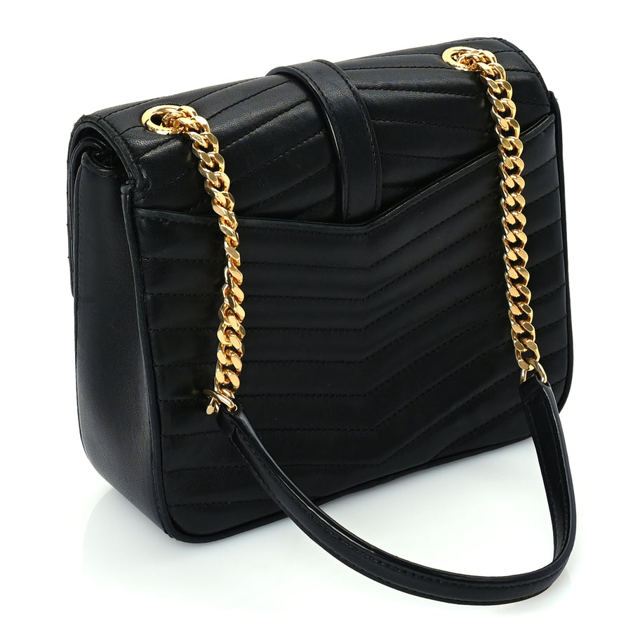 Saint Laurent Lambskin Matelasse Chevron Monogram Small Sulpice Bag Black Image 2