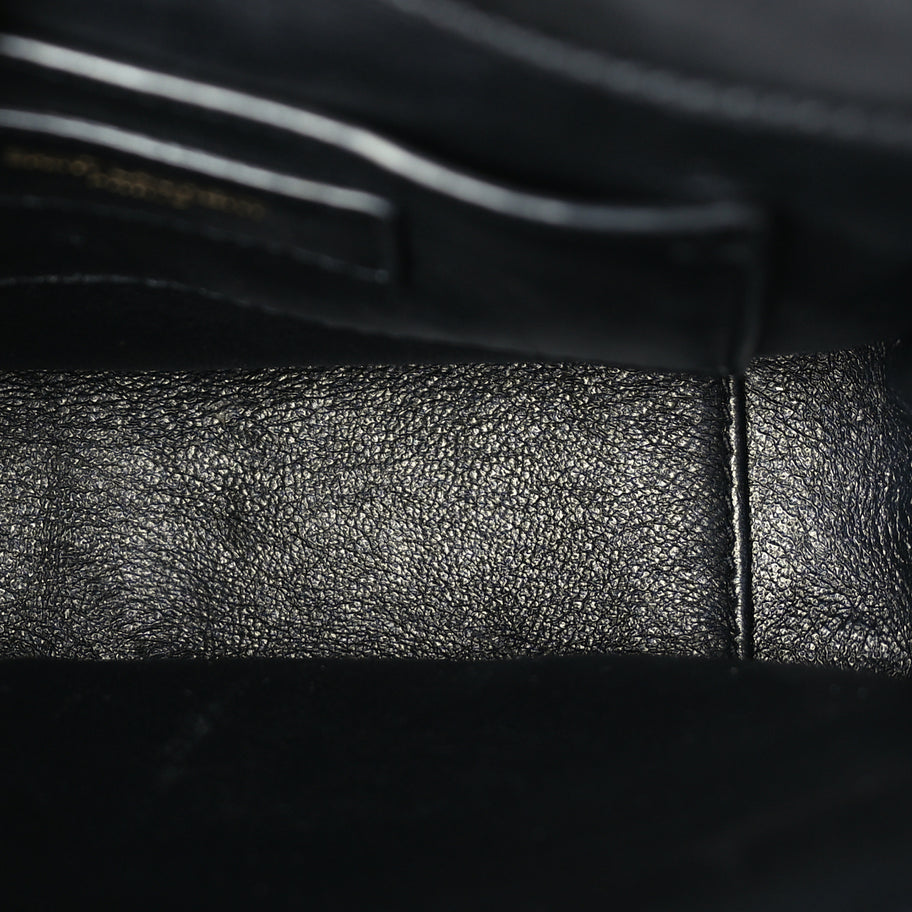 Saint Laurent Lambskin Matelasse Chevron Monogram Small Sulpice Bag Black Image 4