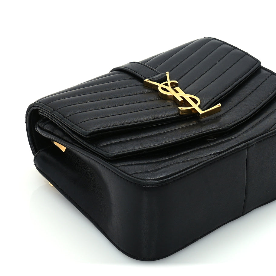 Saint Laurent Lambskin Matelasse Chevron Monogram Small Sulpice Bag Black Image 7
