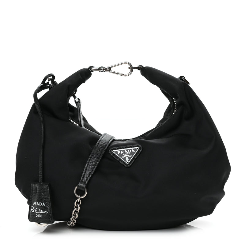  Prada Tessuto Nylon Saffiano Re-Edition 2006 Shoulder Bag Black