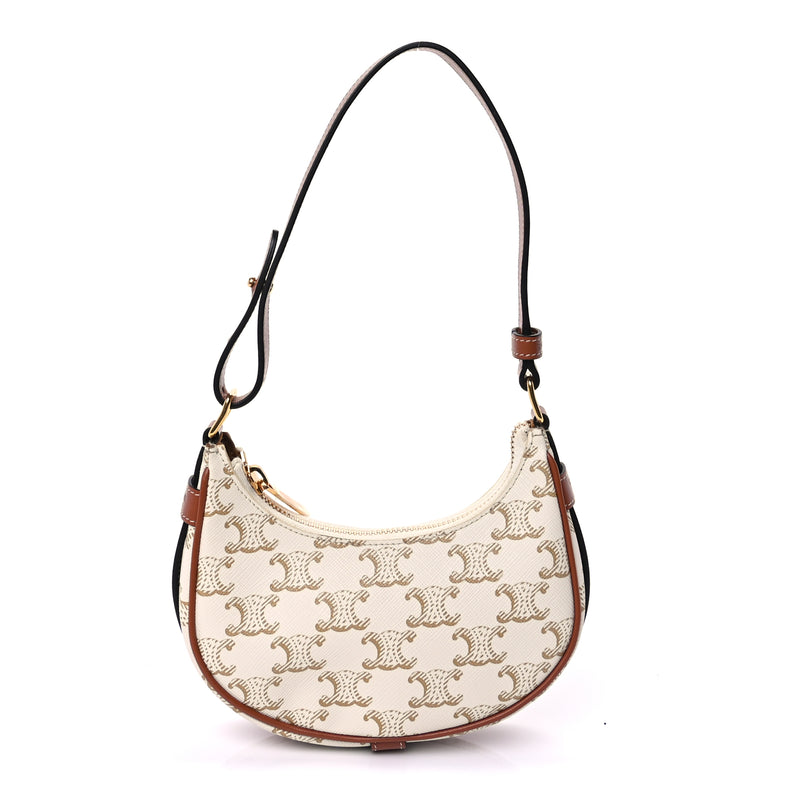  Celine Canvas Calfskin Mini Ava Triomphe Shoulder Bag White