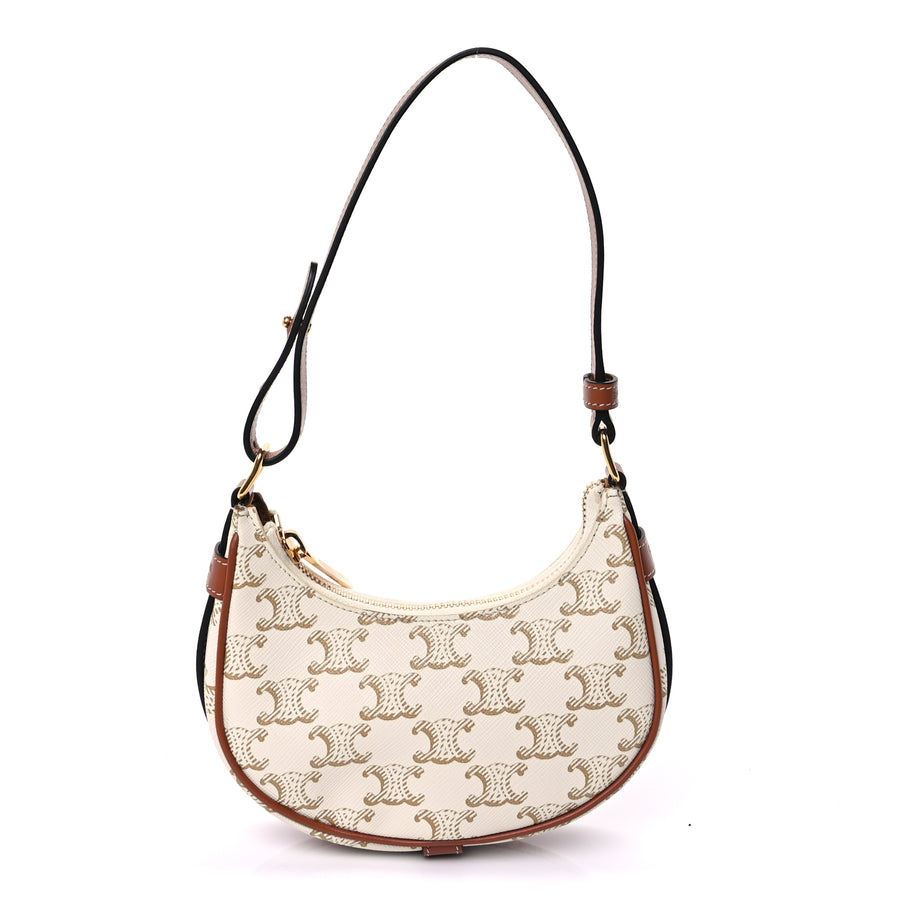 Celine Canvas Calfskin Mini Ava Triomphe Shoulder Bag White Image 1