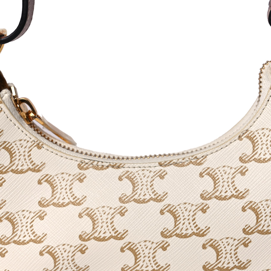 Celine Canvas Calfskin Mini Ava Triomphe Shoulder Bag White Image 3