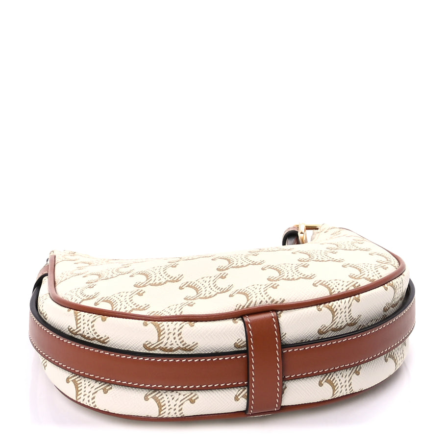 Celine Canvas Calfskin Mini Ava Triomphe Shoulder Bag White Image 4