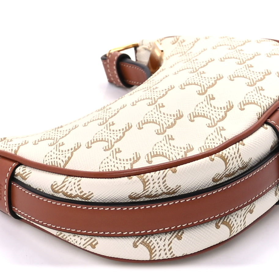 Celine Canvas Calfskin Mini Ava Triomphe Shoulder Bag White Image 7