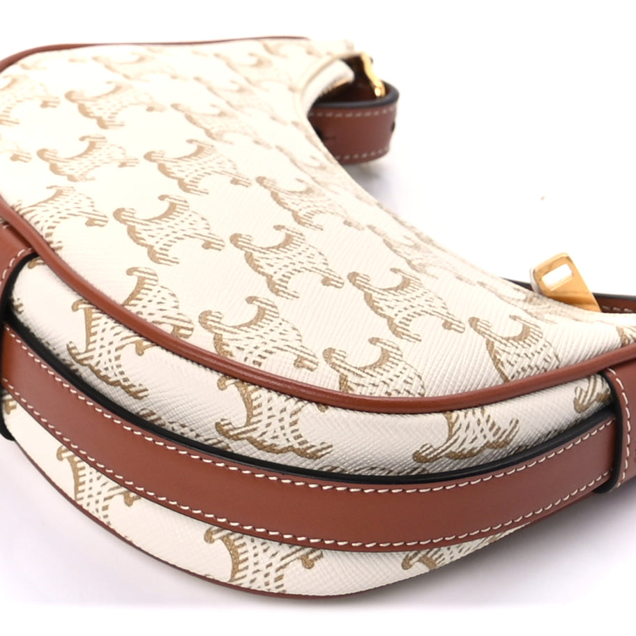 Celine Canvas Calfskin Mini Ava Triomphe Shoulder Bag White Image 8
