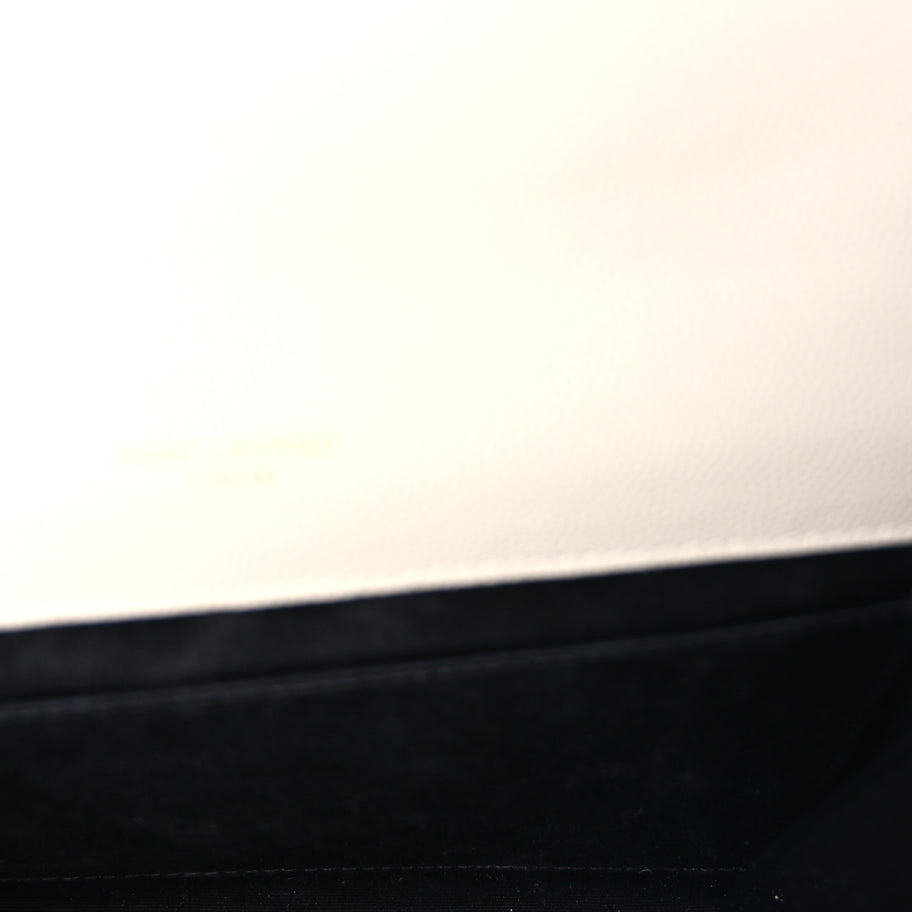 Saint Laurent Grain De Poudre Matelasse Chevron Monogram Envelope Clutch  Blanc Vintage Image 5