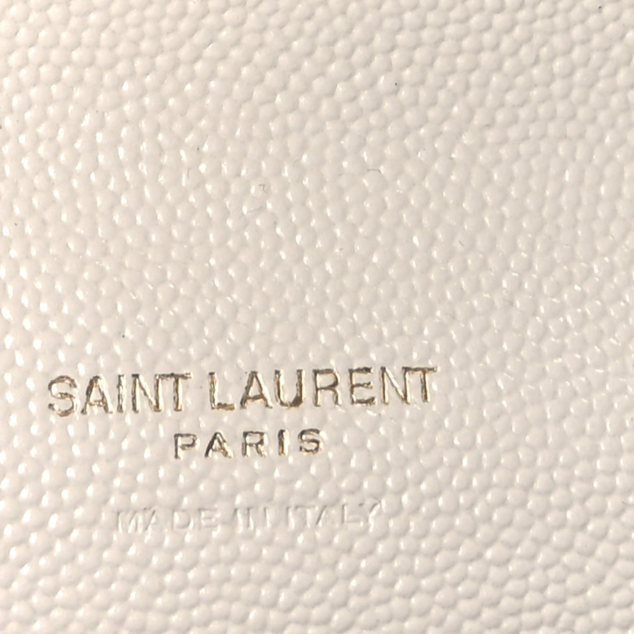 Saint Laurent Grain De Poudre Matelasse Chevron Monogram Envelope Clutch  Blanc Vintage Image 6