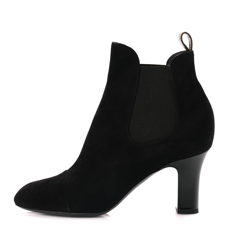 Louis Vuitton Suede Monogram Uniformes Cap Toe Chelsea 75mm Ankle Boots 38.5 Black Image 1