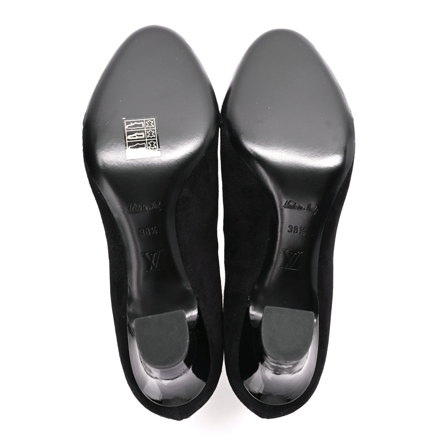 Louis Vuitton Suede Monogram Uniformes Cap Toe Chelsea 75mm Ankle Boots 38.5 Black Image 5