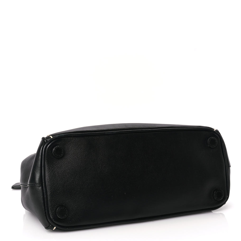 Prada  City Calf Small Hand Stitched Galleria Double Zip Tote Black White Image 3