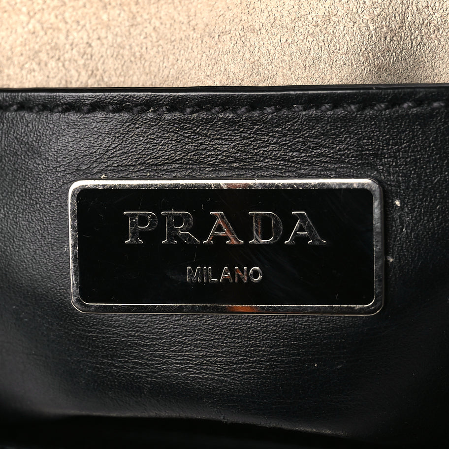 Prada  City Calf Small Hand Stitched Galleria Double Zip Tote Black White Image 5
