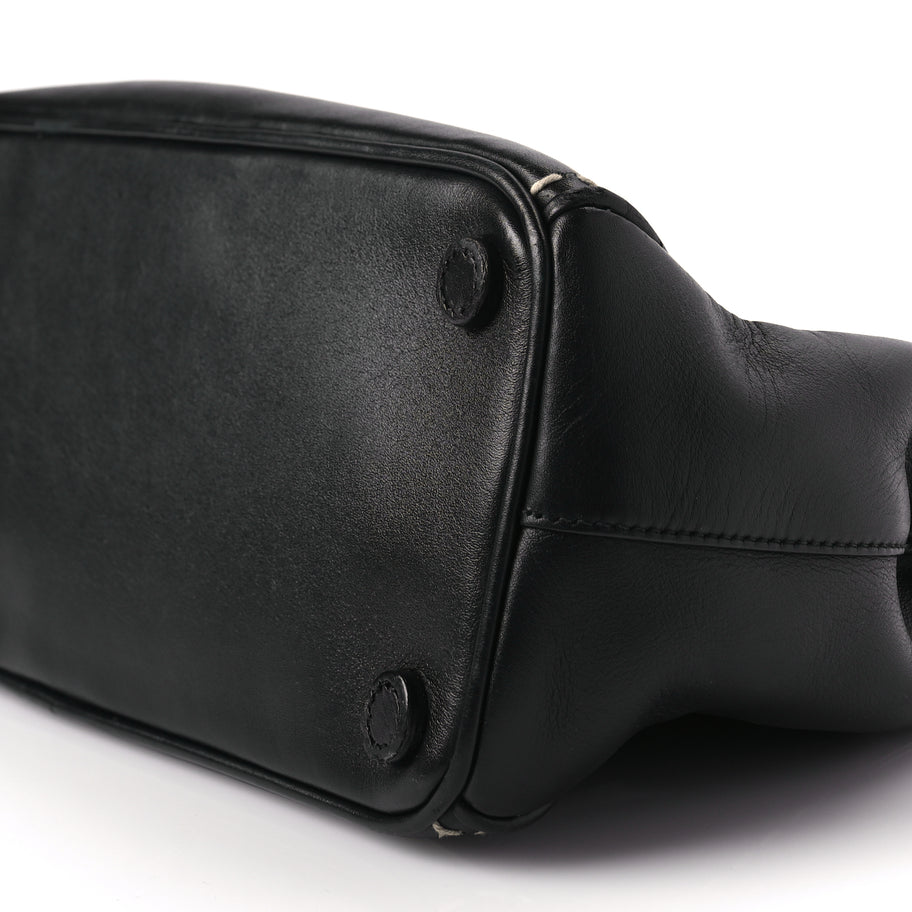 Prada  City Calf Small Hand Stitched Galleria Double Zip Tote Black White Image 7