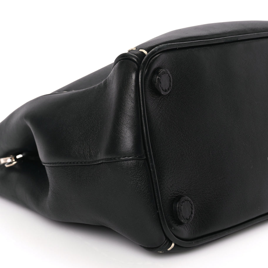 Prada City Calf Small Hand Stitched Galleria Double Zip Tote Black