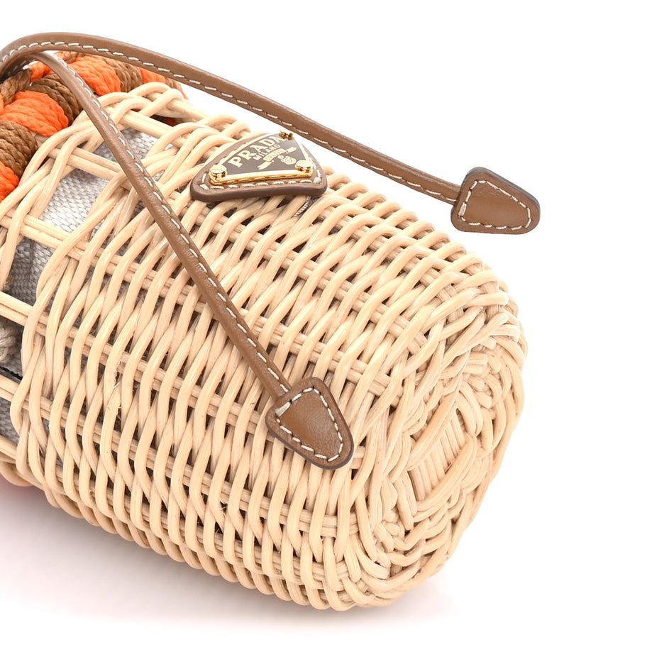 Prada Wicker Mini Bucket Bag Naturale Orange Brown Image 6