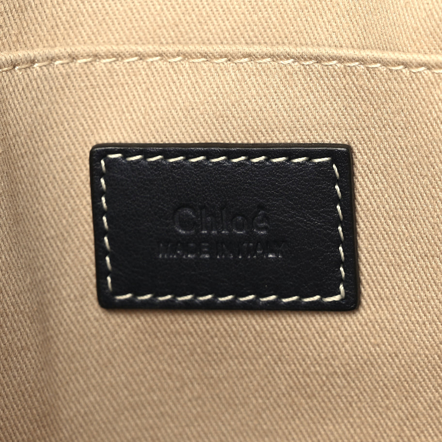 Chloe Cotton Calfskin Medium Woody Ribbon Tote White Brown Image 5