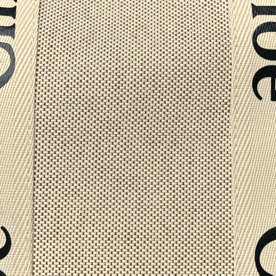 Chloe Cotton Calfskin Medium Woody Ribbon Tote White Brown Image 6