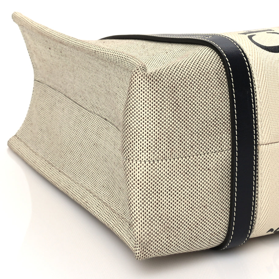 Chloe Cotton Calfskin Medium Woody Ribbon Tote White Brown Image 7