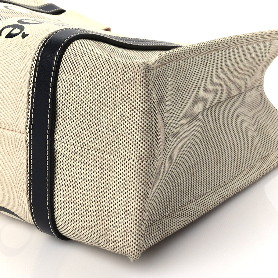 Chloe Cotton Calfskin Medium Woody Ribbon Tote White Brown Image 8